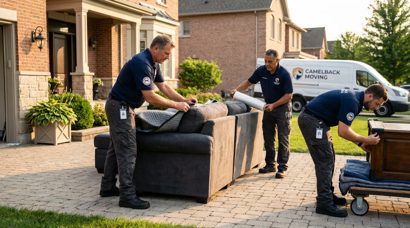 Large estate moving crew wrapping furniture in Leavittsburg, OH